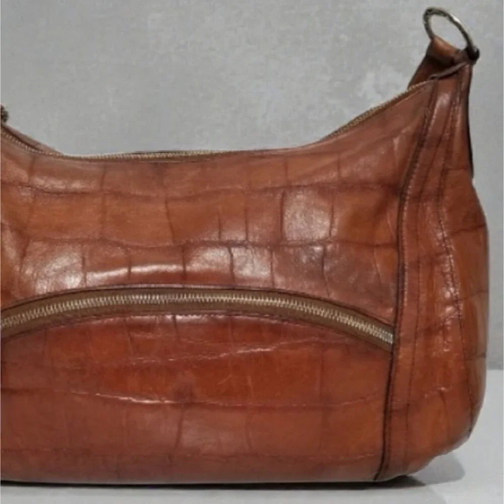 Brighton Cross Body Croco Tan leather Women Brown handbag Purse - Picture 3 of 4